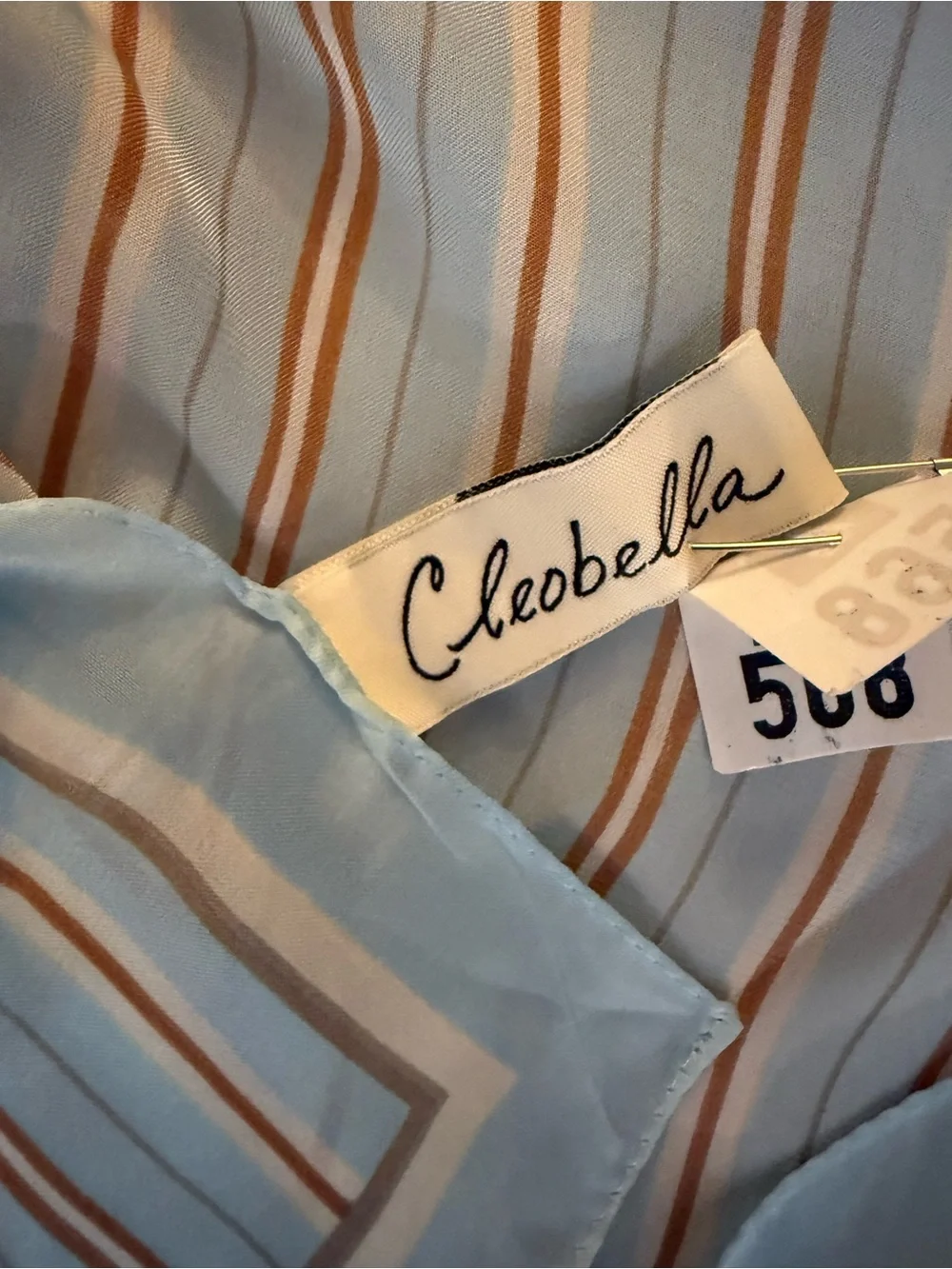 Vintage Light Blue Striped Women's Scarf
